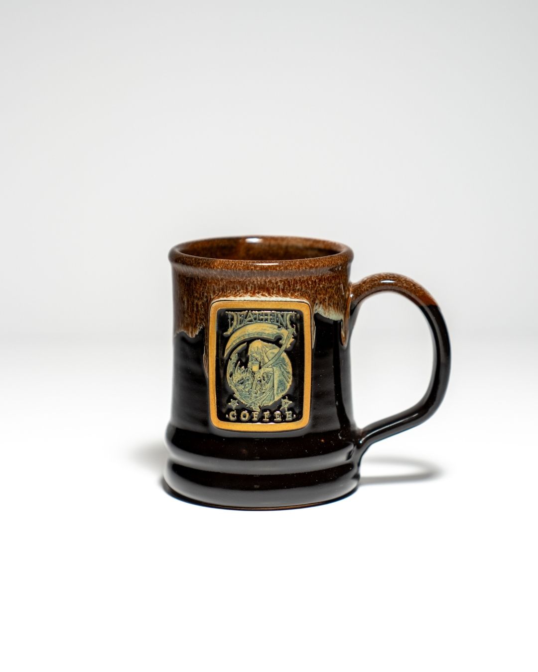Death Inc. Ramsey Coffee Mug – Black with Cinnamon & White Rim